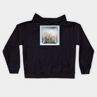 Wild Flower Field Window View Kids Hoodie